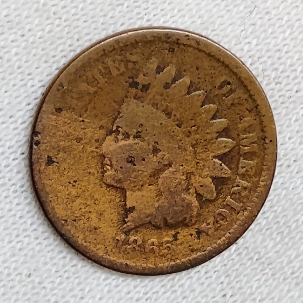 1865 Indian Head Cent Penny 1c Civil War Ear Antique US Coin Key Date